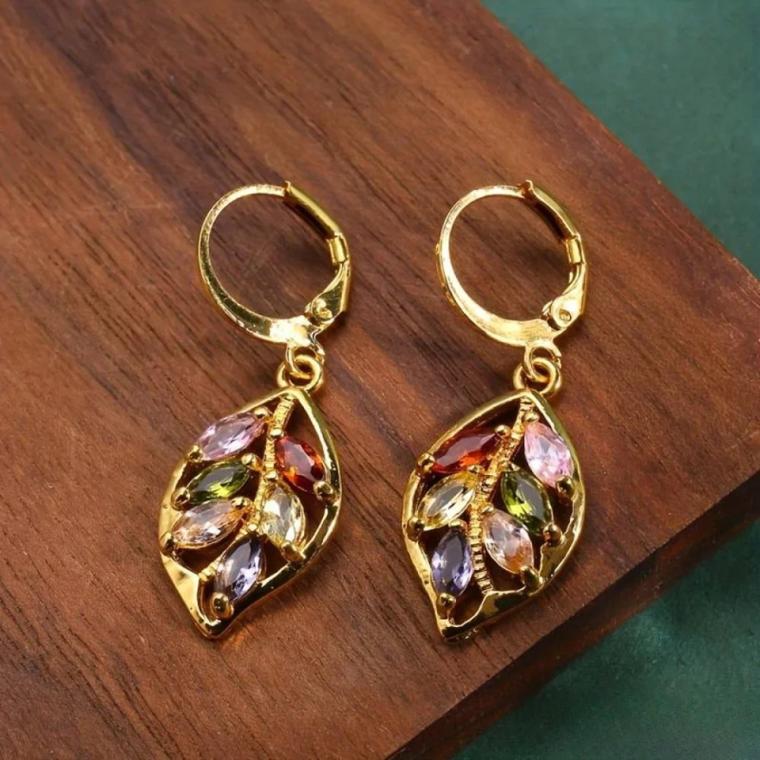 Vintage Colourful Gold Earrings