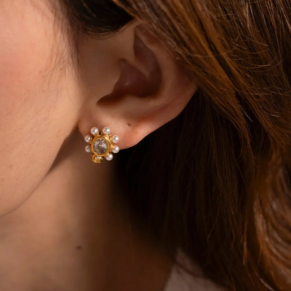 Sophisticated Golden Pearl Earrings