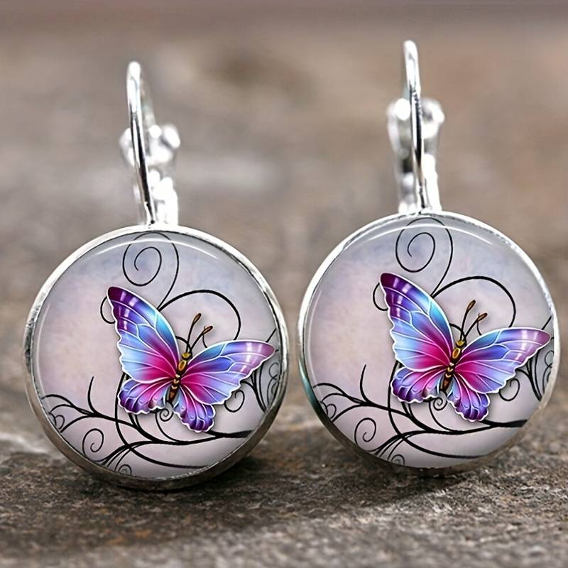 Vintage Crystal Butterfly-Shaped Earrings
