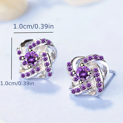 Purple Four Leaf Clover Earrings