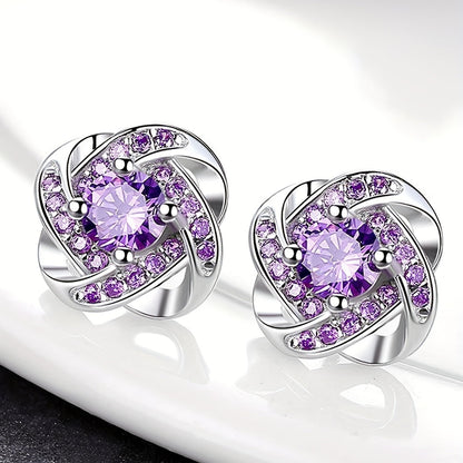 Purple Four Leaf Clover Earrings