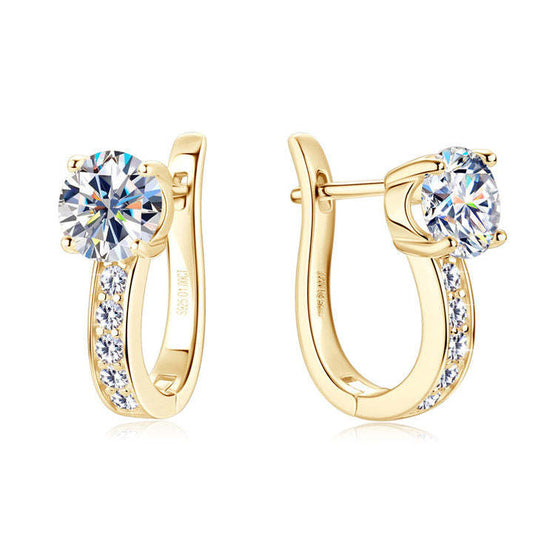 Channel™ | Gold Moissanite Huggie Earrings