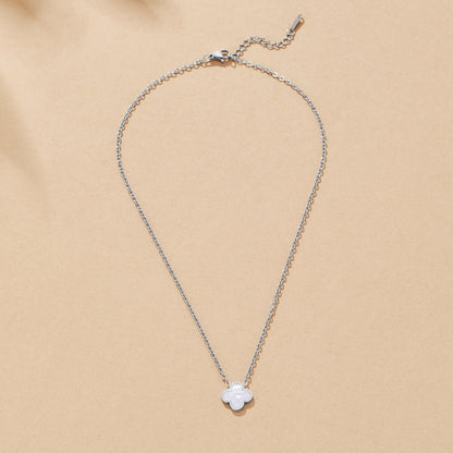 Silver White Clover Necklace