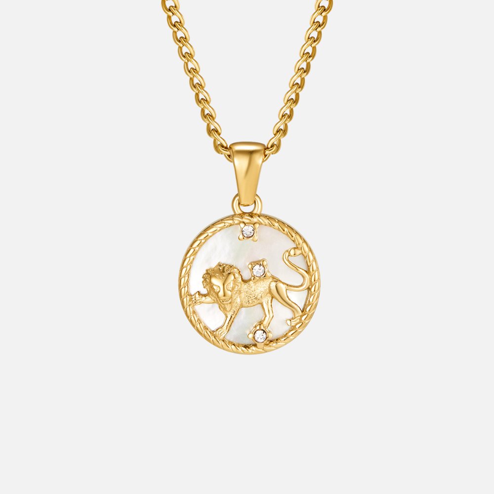 White Shell Zodiac Coin Necklace