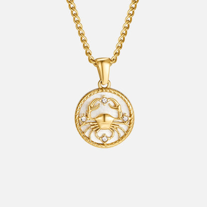 White Shell Zodiac Coin Necklace