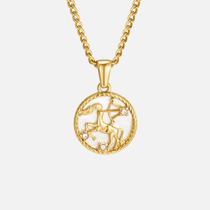 White Shell Zodiac Coin Necklace