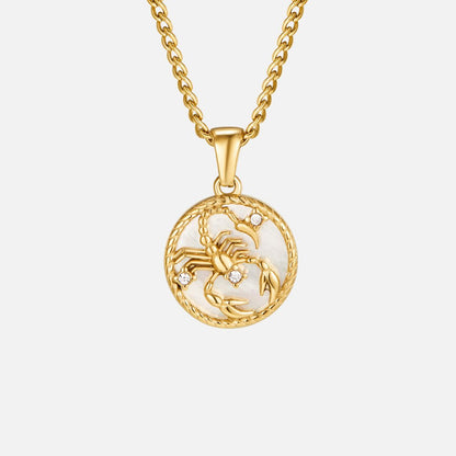 White Shell Zodiac Coin Necklace