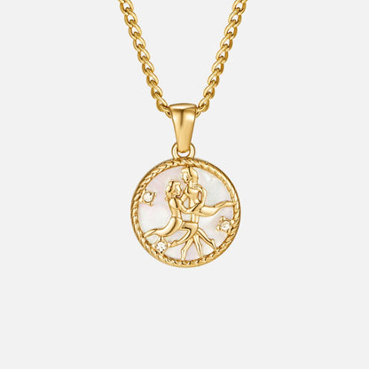 White Shell Zodiac Coin Necklace