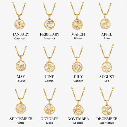 White Shell Zodiac Coin Necklace