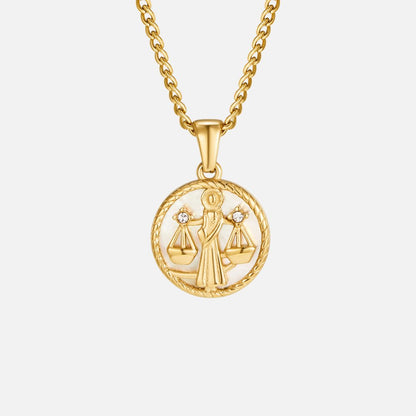 White Shell Zodiac Coin Necklace